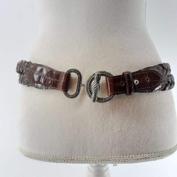 Women's Double Braided Woven Boho Bohemian Brown Medium M - Picture 8 of 9